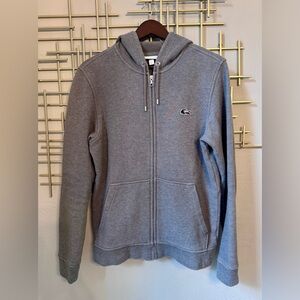 Lacoste Mens Gray Heavyweight Full Zip Hoodie Size S Croc Logo Sweatshirt